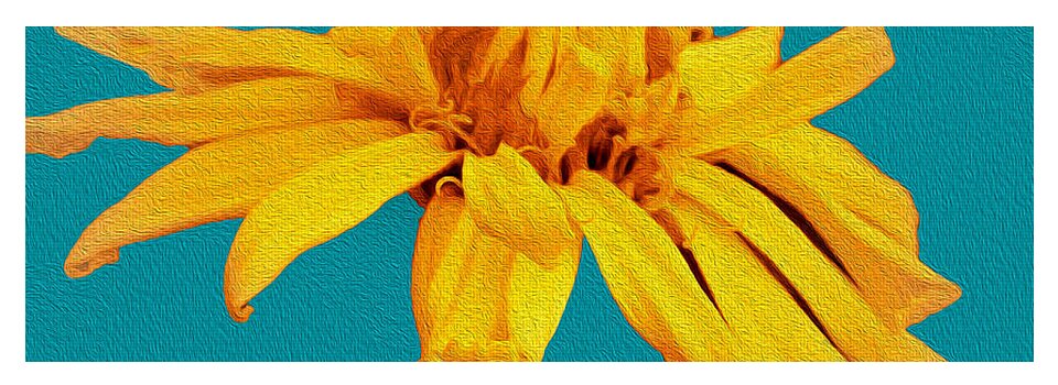 Yellow Artistic Flower and Blue Background - Yoga Mat