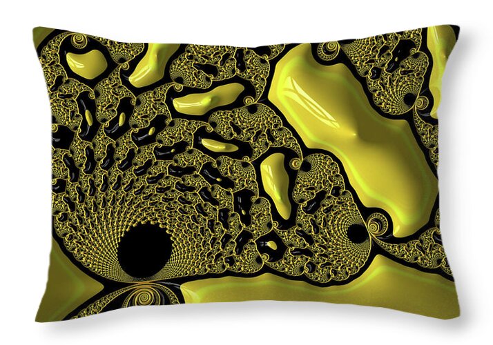 Yellow Mellow Fractals - Throw Pillow