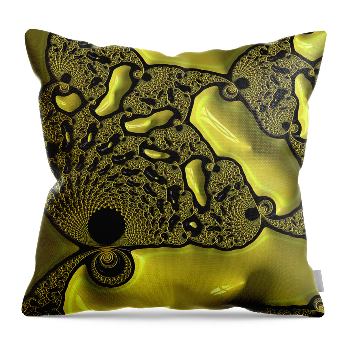 Yellow Mellow Fractals - Throw Pillow