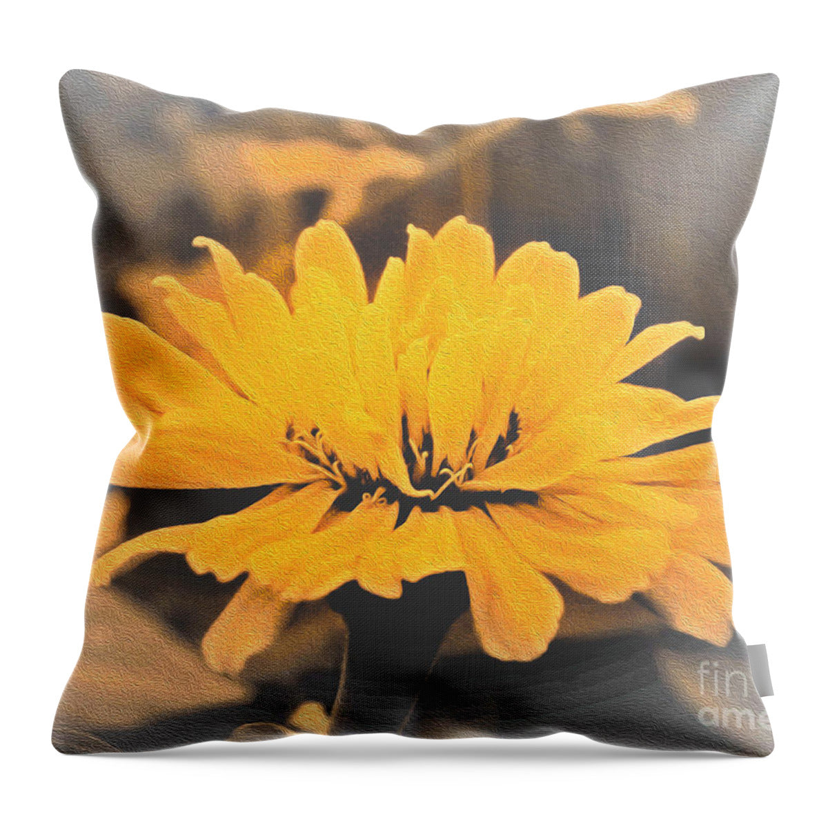 Yellow Soft colored Flower - Throw Pillow