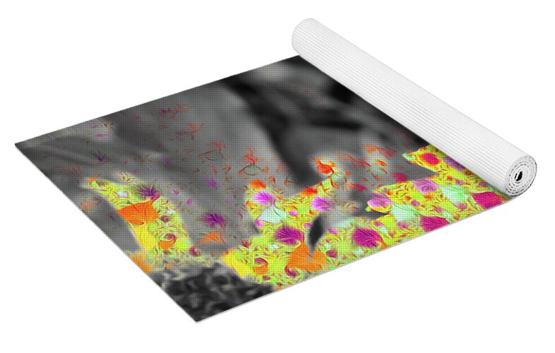 Yellows and Reds Abstract Overlay Colorless Butterfly - Yoga Mat