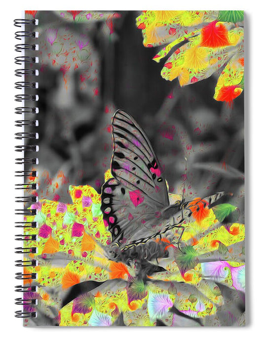 Yellows and Reds Abstract Overlay Colorless Butterfly - Spiral Notebook