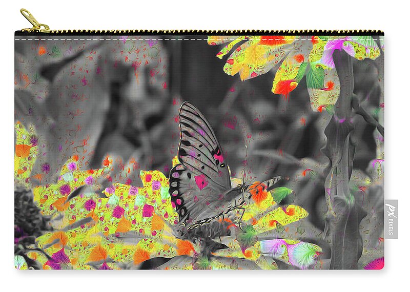 Yellows and Reds Abstract Overlay Colorless Butterfly - Zip Pouch